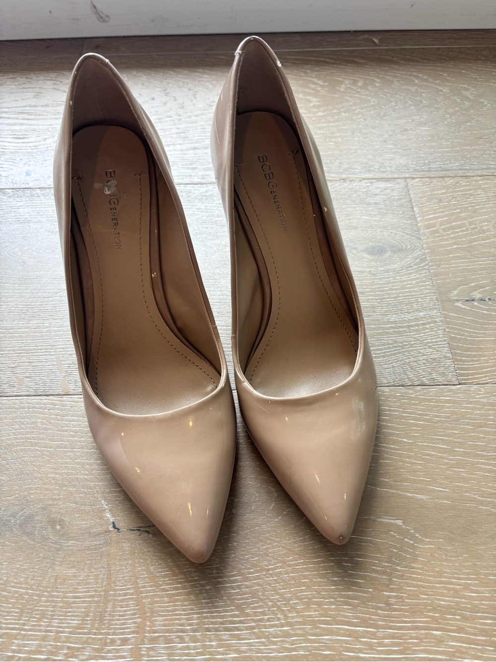 BCBGeneration Blush Patent Pointed-Toe Pumps